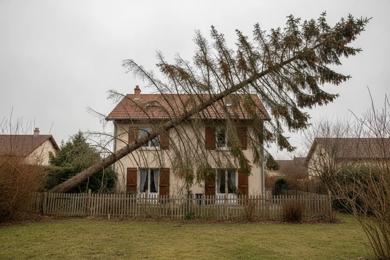 Arbre dangereux avant abattage à Dijon