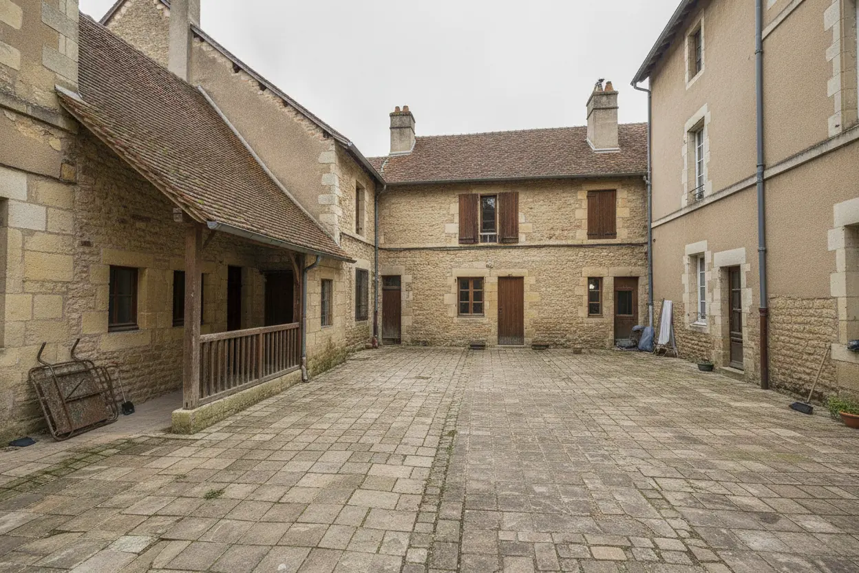 Cour nettoyée après démontage du cèdre